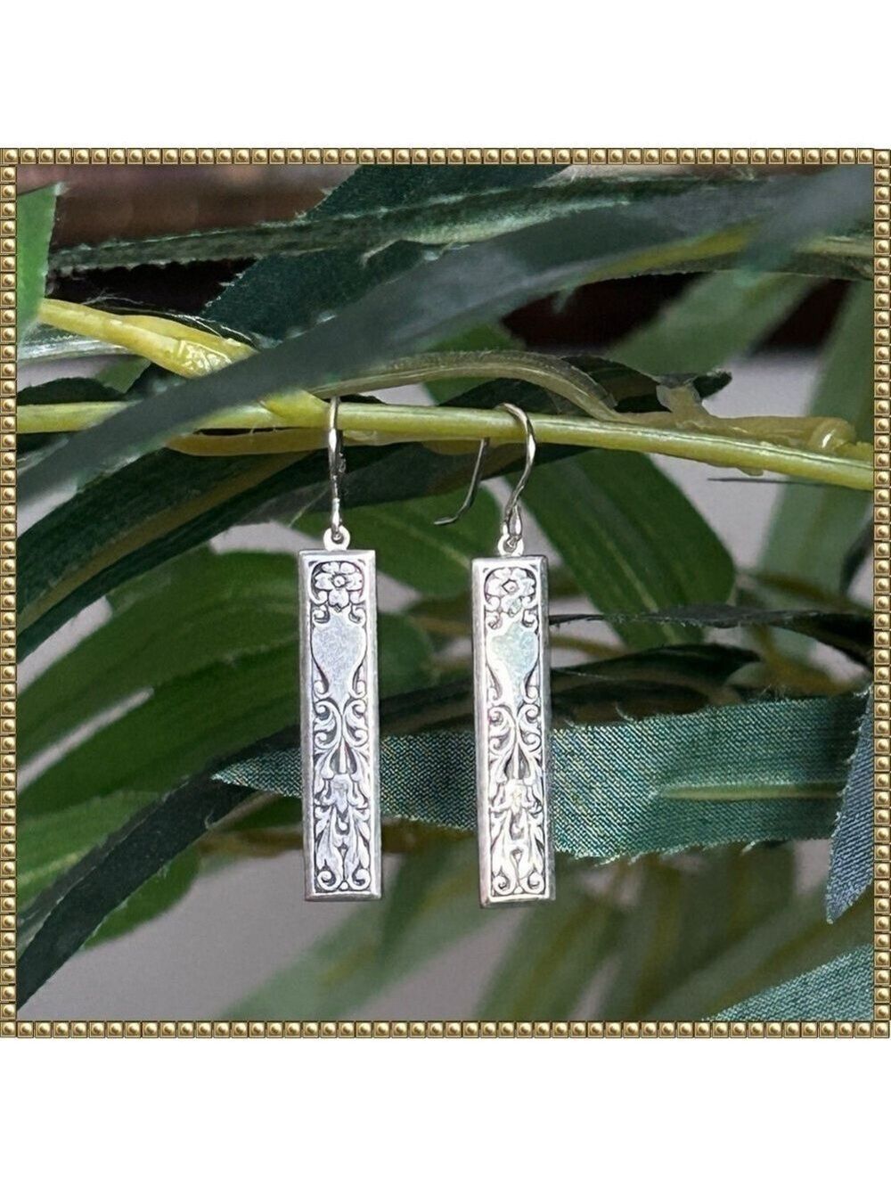 Silver Art Nouveau Dangle Earrings